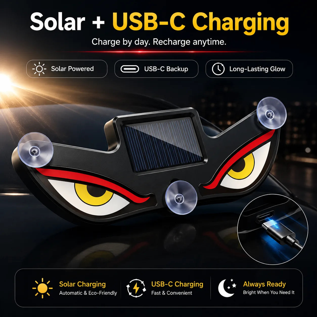 Demz™  Solar Devils Eyes Light for car
