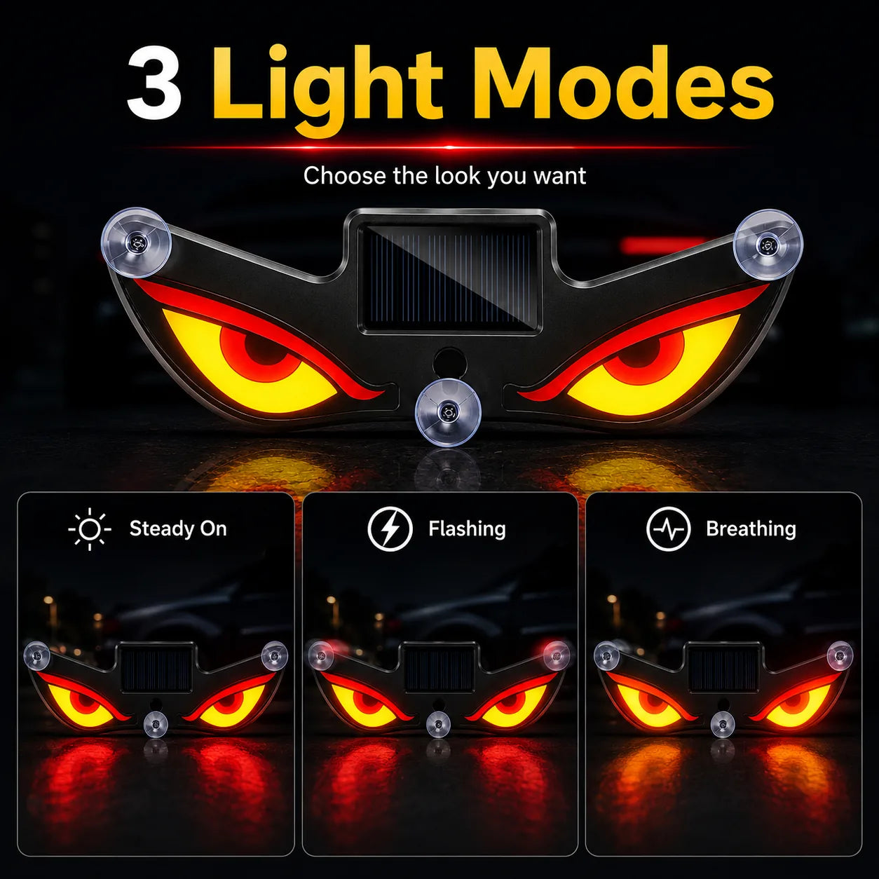 Demz™  Solar Devils Eyes Light for car