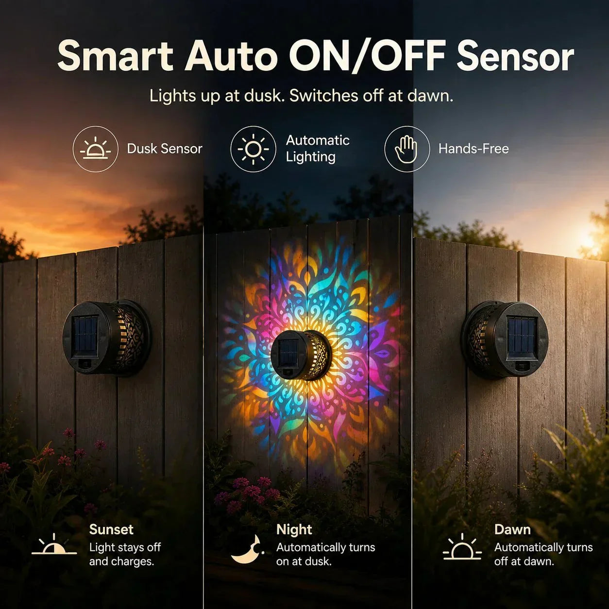 Solar Mandala Light – Stunning Pattern Projection- IP65 Waterproof- Auto On/Off